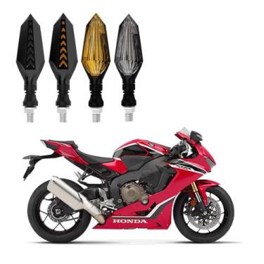 Imagem de KIT 4 Setas Sequenciais Led Universal Pisca Amarelo P43S Moto CB 1000R
