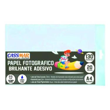 Imagem de Papel Fotográfico Adesivo A4 Brilhante 130g Cassmar 20fls