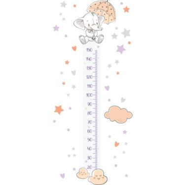 Imagem de Adesivo de Parede Elefante Bebê Régua de Crescimento 148cm - Quartinho