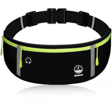 Imagem de Pochete fina de corrida, bolsa de ginástica, bolsa de corrida, cinto para dinheiro, suporte de telefone para corrida, trilha, ciclismo, treino, Preto, One Size