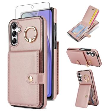 Imagem de Asuwish Capa de celular para Samsung Galaxy A54 5G carteira de celular com protetor de tela de vidro temperado suporte de anel com bloqueio de RFID compartimento para cartão de crédito A545G A 54 54A