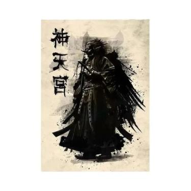 Imagem de Pôsteres De Arte De Parede De Samurai Japonês Moderno, Preto E Branco,