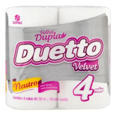 Imagem de Papel higienico Duetto Velvet folha dupla 30m 4 rolos