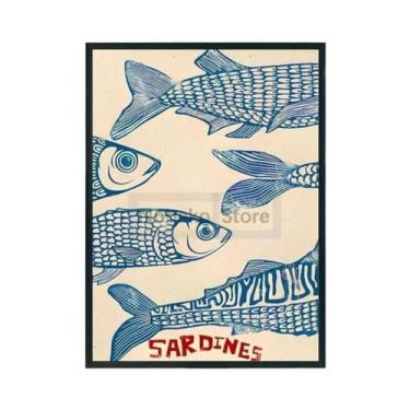 Imagem de Pôster Colorido Vintage Em Lata De Sardinha Pintura Em Tela Arte De Co