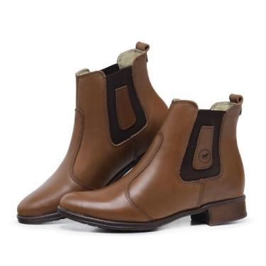 Imagem de Bota Chelsea feminina couro botina confortável - Pantaneiro, Havana, 3