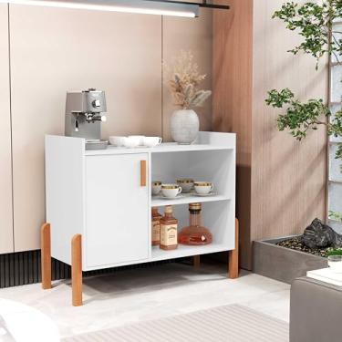 Imagem de Aparador Buffet Luxor Retrô com Porta, Pés em Madeira, Estilo Barzinho e Cantinho do Café,(BRANCO)