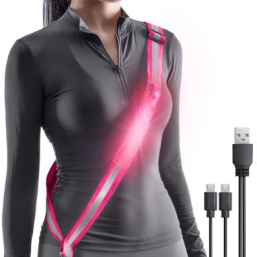 Imagem de Todoxi Cinto de LED faixa refletiva para caminhadas à noite, alta visibilidade, ajustável, equipamento de segurança para corrida noturna, recarregável, cinto de corrida com luz de LED, equipamento