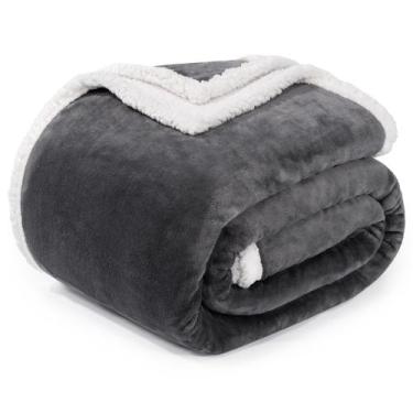 Imagem de Manta de pelúcia BEAUTEX Sherpa Fleece Flannel 130x150cm cinza