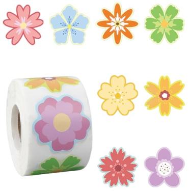 Imagem de SOFPLATE 500 peças, 8 estilos, adesivos de flores, rolo autoadesivo, impermeável, colorido, primavera, verão, pequeno, selagem, scrapbook, etiquetas, para artesanato, cartões, envelopes, lembrancinhas