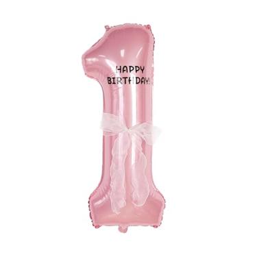 Imagem de Happy Birthday Balões de grande número, balão de aniversário, número, balões, decorações de festa de feliz aniversário, suprimentos para crianças e festas de casamento (números rosa 1)