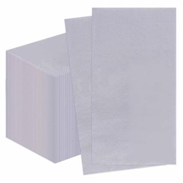 Imagem de FALIZIFU 100 peças guardanapos de jantar de prata com 2 camadas guardanapos de papel toalhas de mão descartáveis para banheiro, jantar, casamento, chá de bebê, festa de Natal, guardanapos de banheiro