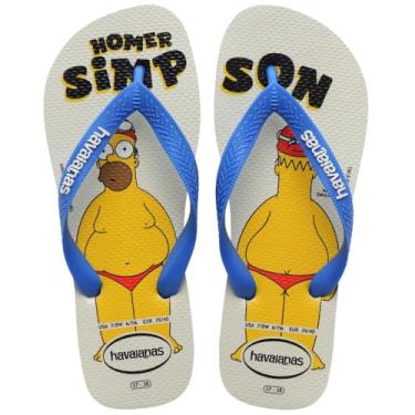 Imagem de Chinelo Havaianas Simpsons Coleção 2025-26 Tamanho 41-42 Cor Branco-Azul