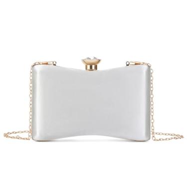 Imagem de RNIEGA Bolsa clutch feminina para noite formal de festa, bolsas de casamento, coquetéis, bailes, Prata