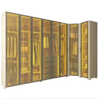 Imagem de Guarda Roupa Roupeiro Casal Gelius Innova de canto com 8 portas reflec