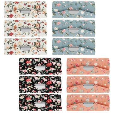 Imagem de XYDHQS 12 peças de estojo de batom com espelho, porta-batom floral feminino portátil, caixa organizadora de cosméticos para bolsa, 4 cores, azul + branco + preto + laranja, portátil