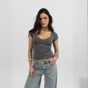 Imagem de Blusa decote V Chumbo - Martina Oficial, P