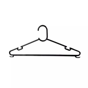 Imagem de Kit 12 Cabides Pretos Reforçados Adulto Para Armário e Guarda-Roupa