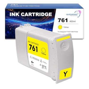 Imagem de QUEENPRINT High speed printing Cartucho de tinta amarela 761 CM992A para 761 CM992A para impressora DesignJet T7100 T7200 - 400 ml, 1 pacote