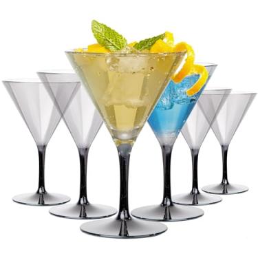 Imagem de Liacere Conjunto de copos de Martini de plástico de 170 a 325 ml com haste - Copos de coquetel reutilizáveis para bar, margarita, uísque, gin, tequila, livre de BPA, lavável na máquina de lavar louça