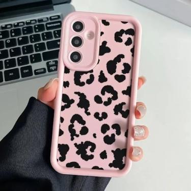 Imagem de Capa de celular com corrente de leopardo para Samsung S25 Plus Ultra S24 FE A16 A06 A26 36 A56 M13 M35 M55 M32, capa de celular com alça de gato, J15, rosa, para M32