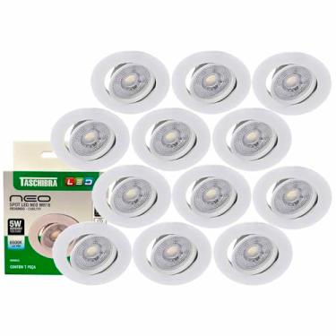 Imagem de Kit 12 Spot Led Neo Mr16 Embutir Redonda 5w Taschibra 6500k