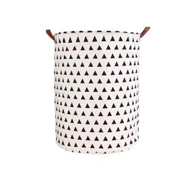 Imagem de Cesto Organizador Grande Multiuso Dobrável Compacto e Resistente Para Roupa Suja, Brinquedos e Mais(Branco triângulo,1 Peças)