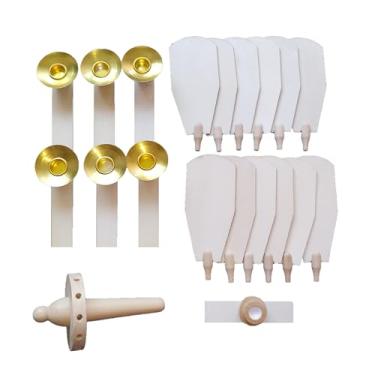 Imagem de Kit de pirâmide de Natal com 21 peças, peças de reposição completas para moinho de vento de Natal - 12 ventiladores, 6 castiçais, porca e suporte de lâminas de ventilador