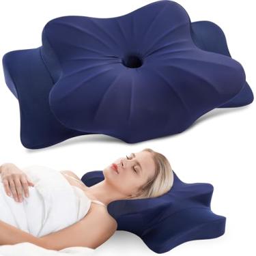 Imagem de Travesseiro cervical de pescoço para alívio da dor no pescoço – travesseiro cervical de espuma de memória, travesseiro ortopédico de suporte de pescoço, travesseiro lateral refrescante para dormir de