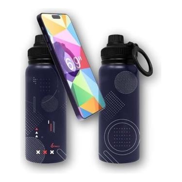 Imagem de Garrafa Térmica Com Suporte Magnético Para Celular (Azul), Fancy