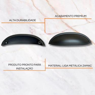 Imagem de Kit 10 Puxador Concha Cozinha Porta Gaveta Armário - Compras Fáceis, P