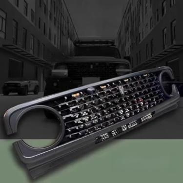 Imagem de Kit de carroceria de grade decorativa para para-choques de carro Grade de corrida compatível com parte externa Tank 300 (verde com luz)