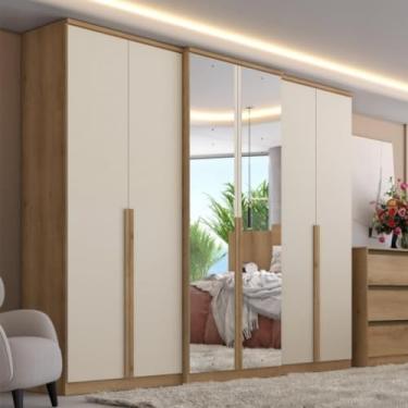 Imagem de Guarda Roupas Casal com Espelho 6 Portas 4 Gavetas Valência Full Glass THB