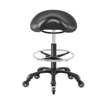 Imagem de Cadeira com rodinhas de sela para laboratório, clínica, dentista, salão de massagem, escritório e cozinha doméstica