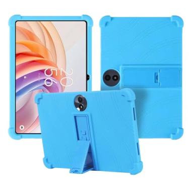 Imagem de Capa para tablet TCL TAB 11 FE de 11 polegadas, capa protetora de silicone macio para TCL TAB 11 FE, adequada para crianças, capa de tablet com suporte ajustável, 4 cantos espessos à prova de choque