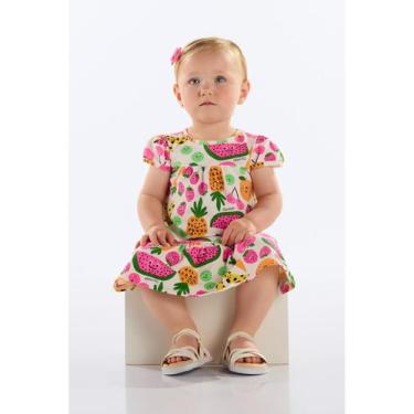 Imagem de Vestido Frutinhas para Bebê Menina Quimby, Branco, 2