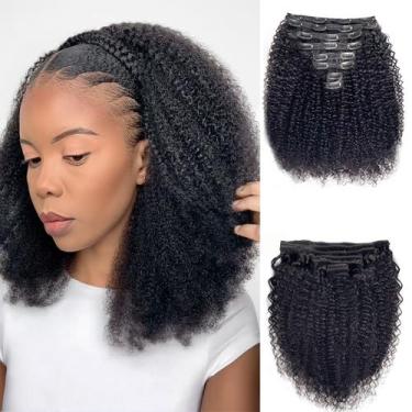 Imagem de Extensões de cabelo CindiRiver Curly Clip em Afro Kinky de 14 polegada