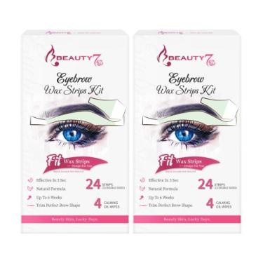Imagem de Kit de tiras de cera Beauty7 para pele sensível com 24 tiras e 4 toalh