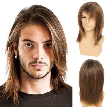 Imagem de Peruca Baruisi Brown Long Straight Sintética para Homens