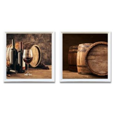 Imagem de Kit 2 Quadros Decorativos Adega Vinhos com Vidro e Moldura - Decorary,