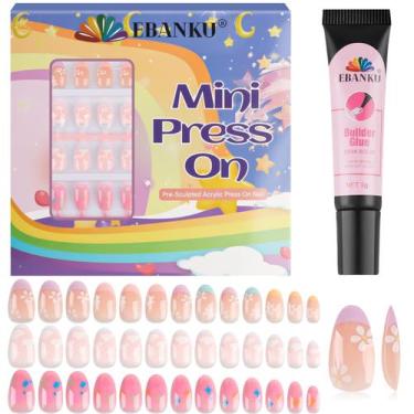 Imagem de Press on Nails EBANKU Kids 78 peças com cola para unhas de 6 a 12 anos