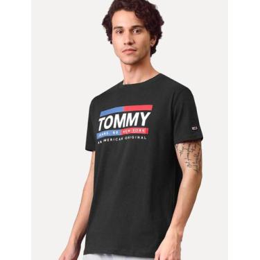 Imagem de Camiseta Tommy Jeans Masculina American Original Stripes Preta, S/P