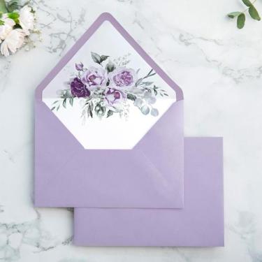 Imagem de Envelopes PONATIA A7 Euro Flap Lilac Flowers 50 unidades 135 x 185 mm