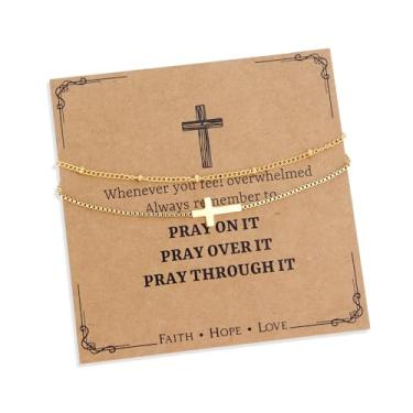 Imagem de Agriajun Gargantilha feminina com cruz dourada para presente cristão, colares de ouro delicados, acessórios de fé religiosa, joias modernas, Aço inoxidável, Sem Pedra Preciosa