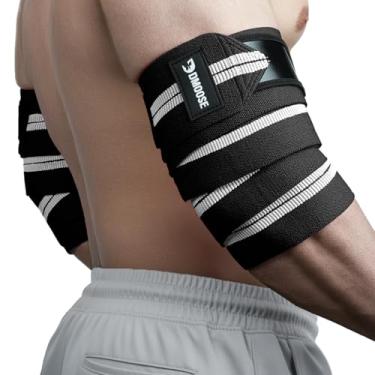 Imagem de DMoose Fitness Cotoveleiras para halterofilismo (par) - Alça de cotovelo ajustável de 101 cm para treino de academia, supino e levantamento de peso - envoltórios de compressão para tendinite e suporte