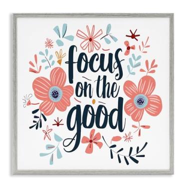 Imagem de Stupell Industries Foco na boa arte giclée emoldurada cinza inspiradora, design por Lettered and Lined, 24 x 24