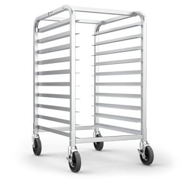 Imagem de TenUp Rack de panela de alumínio NSF de 10 camadas, carrinho de resfriamento e armazenamento de padaria comercial com rodas, rack de pão resistente – 66 cm C x 50 cm L x 96 cm A