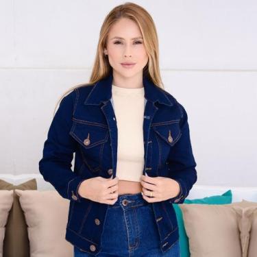 Imagem de Jaqueta Feminina Premium Com Jeans Amaciado Escuro De Lycra - Ss Jeans