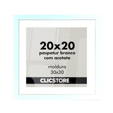 Imagem de Kit 2 Moldura 20x20 Quadro Branco Paspatur Acetato Porta Retrato Foto Fotografia Parede Madeira Cabeceira Quarto Sala Co