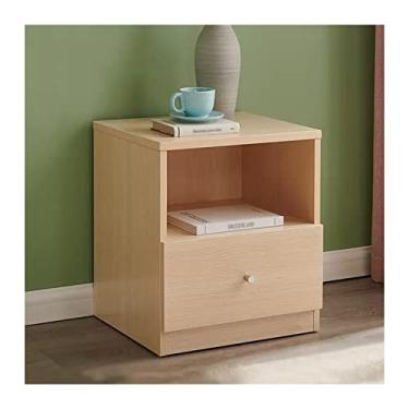 Imagem de Mesa de cabeceira lateral com gaveta e armazenamento aberto, mesa de canto de madeira moderna, mesa de cabeceira para quarto, mesa de cabeceira (cor: B)