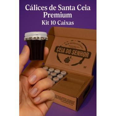Imagem de Calice Santa Ceia Suco Uva + Pão Azmo Kit 10 Caixas 48 unidades - Sant